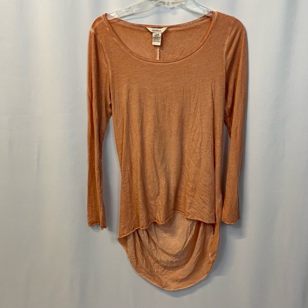 Sundance Orange Sunrise Long Sleeve High Low Blouse Top XS